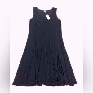 NWT Chicos Travelers Knit Classic Midi Dress Black Essential Coastal Lagenlook